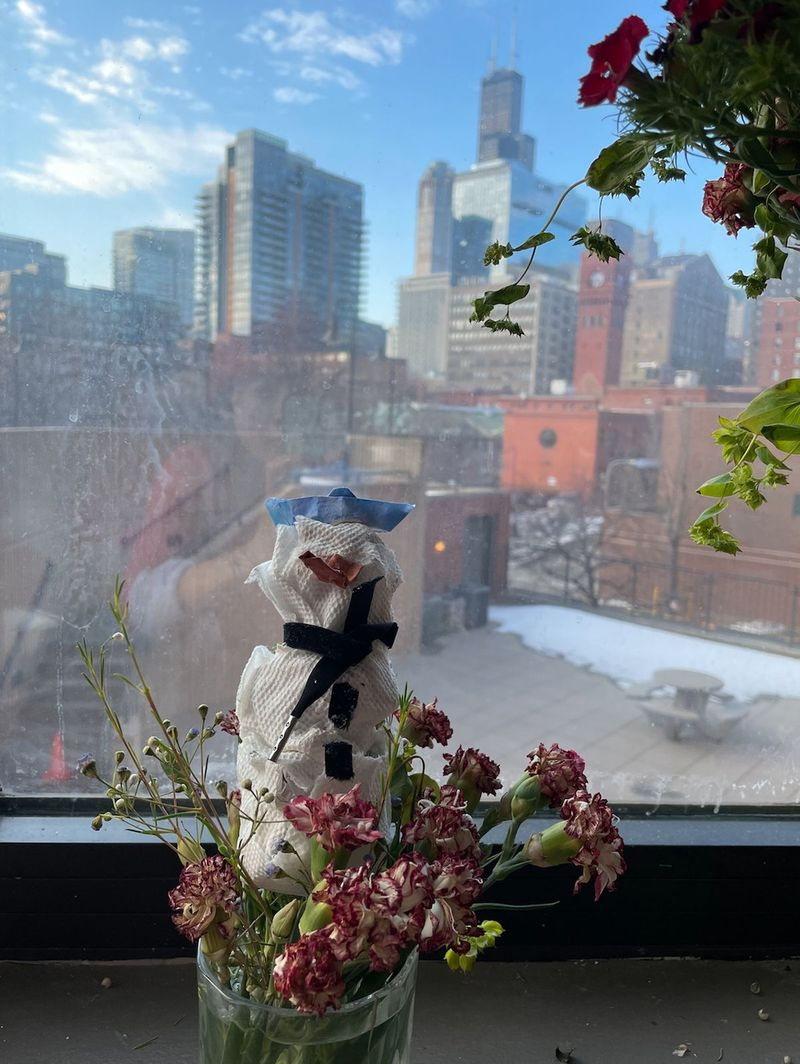 Schneemann mit einer Ansicht von Michelle H., 9, eine Viertklässlerin der South Loop Elementary School in Chicago.