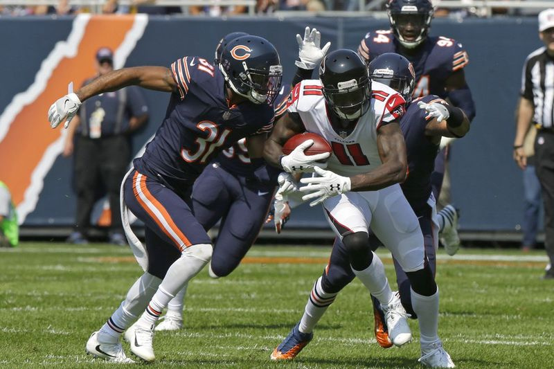 Falcons-modtageren Julio Jones (fangst mod Bears i 2017 på Soldier Field) har vundet Pro Bowl de sidste seks sæsoner og syv gange i alt i sin 10-årige karriere.