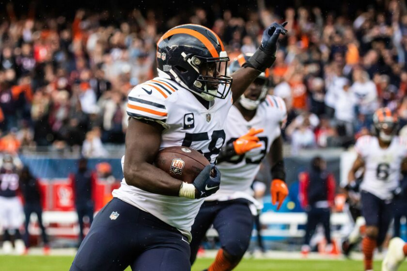  Eine Interception durch Linebacker Roquan Smith gegen Ende des vierten Quartals bereitete den 23: 20-Sieg der Bears gegen die Texaner vor.