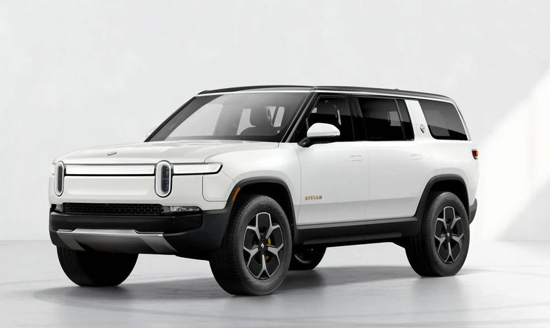 Le Rivian R1S 2022, un SUV électrique intermédiaire de la startup constructeur américain de véhicules électriques.