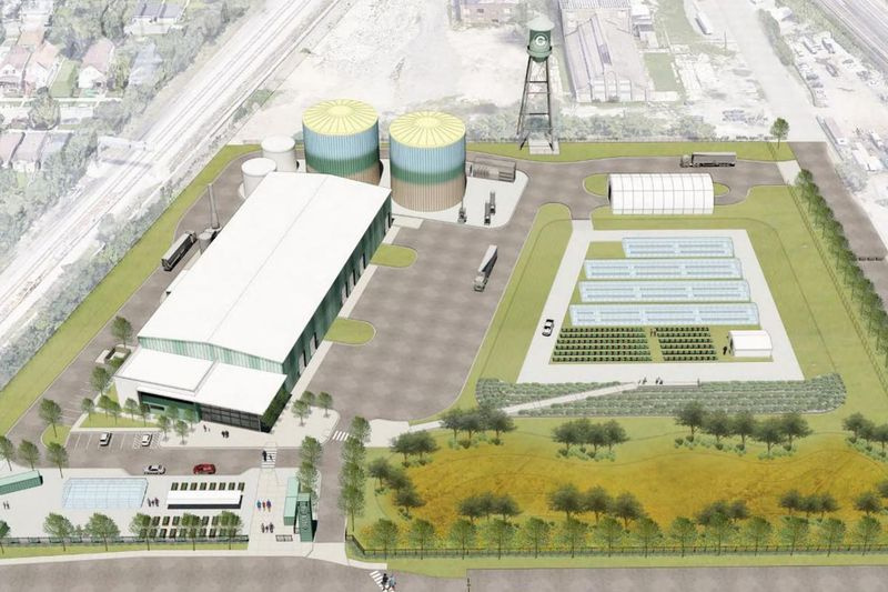 Upodobitev 32 milijonov dolarjev vrednega kampusa za obnovljivo energijo in urbano kmetijstvo zelene dobe, ki se gradi v Auburn Greshamu s pričakovanim datumom dokončanja leta 2022.