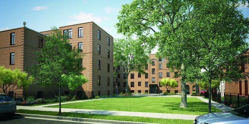 Atnaujintos Lathrop Homes svetainės dalies atvaizdavimas.
