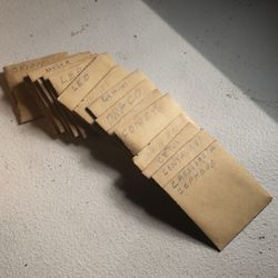 Envelopes contendo slides que exibem diferentes versões da constelação Orion.
