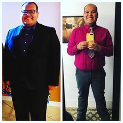 Una foto prima e dopo di Ismael Pérez in cui è passato da un peso di 320 libbre a 240 libbre.