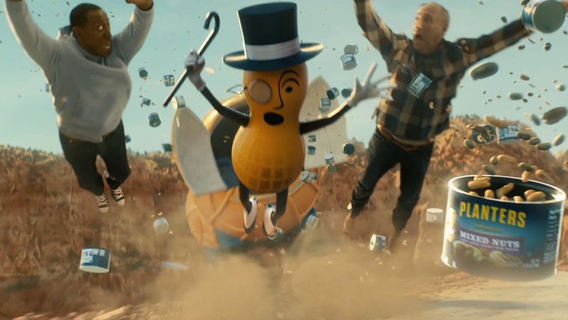 G. Peanut, Wesley Snipes (levo) in Matt Walsh v oglasu Super Bowl za Planters Peanuts.