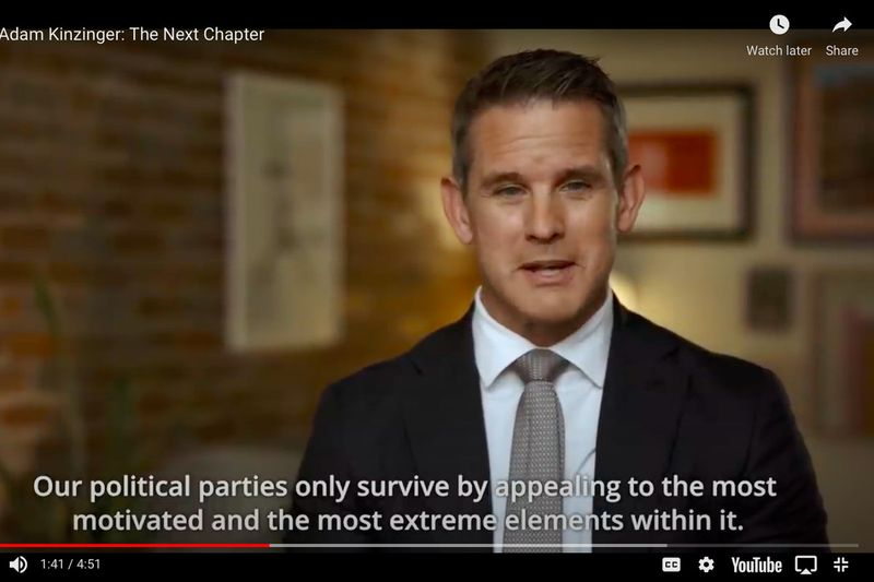 Rep. Adam Kinzinger, R-Ill., In een video die vrijdag werd vrijgegeven, waar hij aankondigde dat hij geen nieuwe termijn zou zoeken.