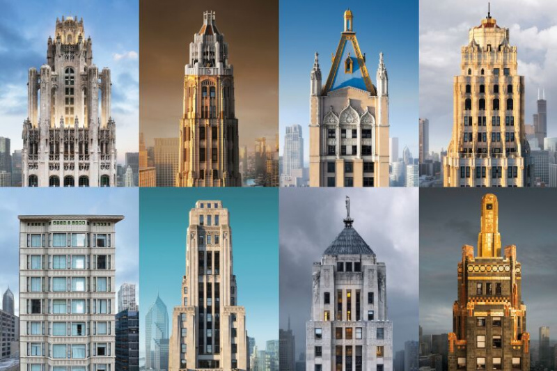   Ved hjælp af en drone tager Chris Hytha detaljerede billeder af ældre skyskrabere. Her er 16 af hans favoritter i Chicago.