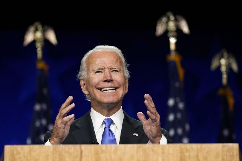 Le candidat démocrate à la présidentielle Joe Biden prend la parole lors de la quatrième journée de la Convention nationale démocrate.