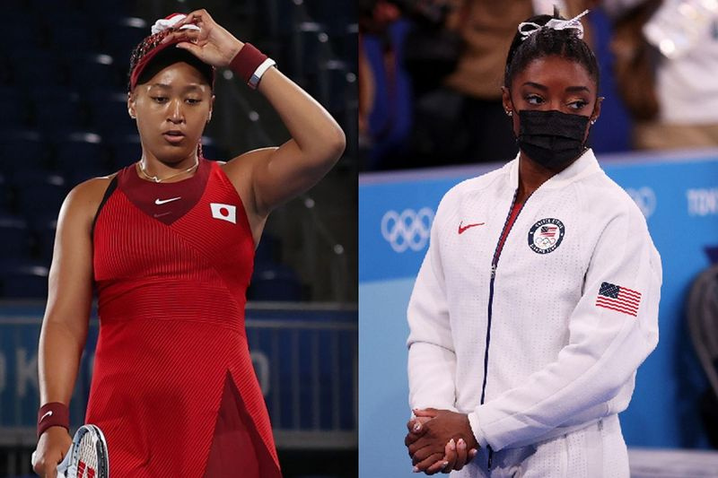 Οι κορυφαίες αθλήτριες Naomi Osaka (αριστερά) και Simone Biles έχουν μιλήσει δημόσια για την ψυχική τους υγεία. | Getty Images