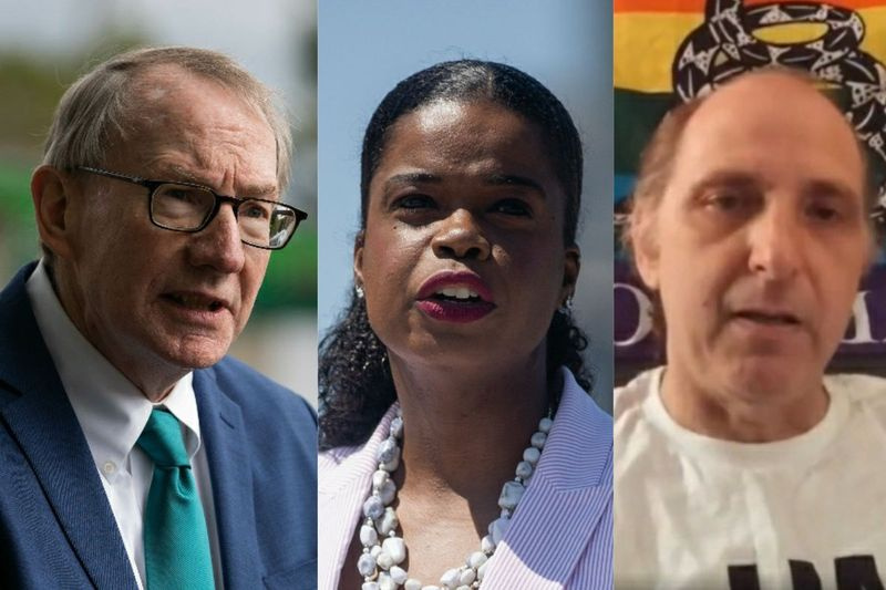 Vabariiklaste osariigi advokaadikandidaat Pat O’Brien (vasakult), Cooki maakonna osariigi advokaat Kim Foxx ja libertaari kandidaat Brian Dennehy.