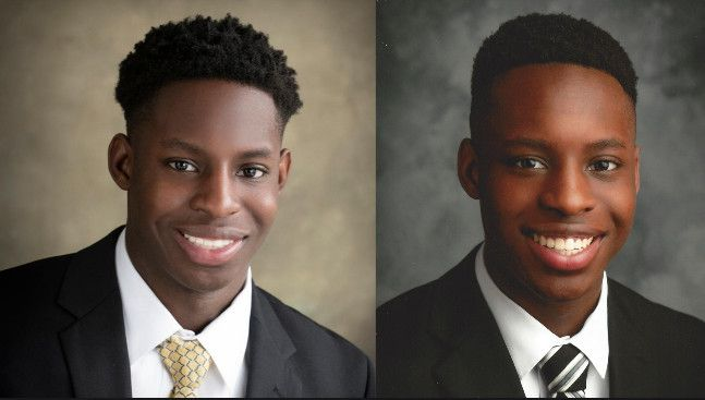 Brandon Jenkins (stânga), 18 ani, senior la Lane Tech College Prep, și fratele său, Bryce Jenkins, 18 ani, senior la St. Ignatius College Prep.