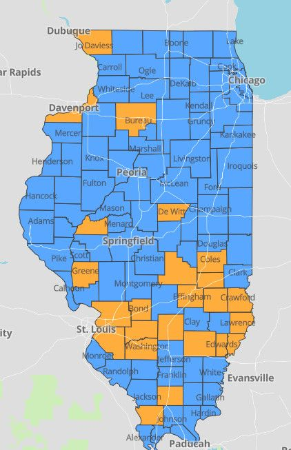 Provincies waarvan wordt aangenomen dat ze zich op een waarschuwingsniveau voor het coronavirus bevinden, zijn oranje gemarkeerd.