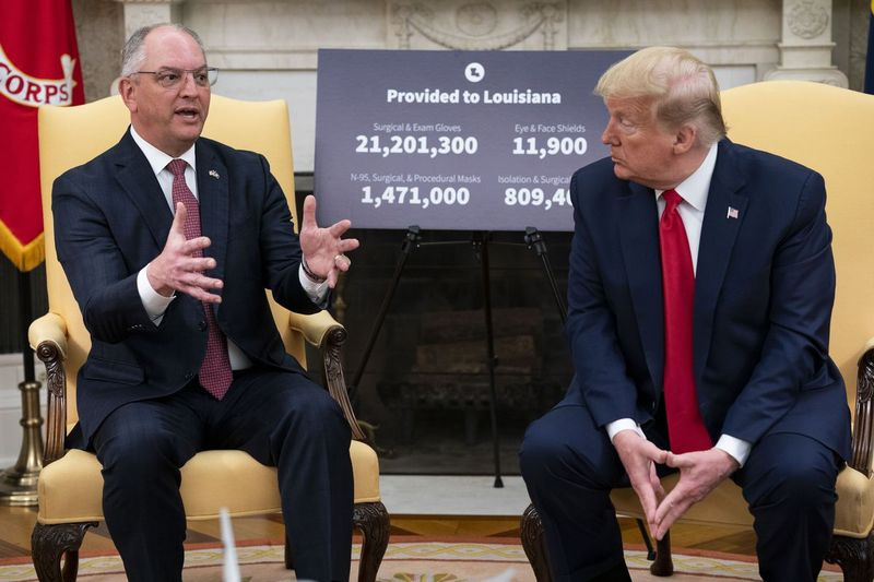 Prezydent Trump spotyka się z gubernatorem Luizjany Johnem Bel Edwardsem w Białym Domu