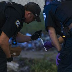 Pirmadienį, 2021 m. gegužės 24 d., Čikagos policija dirba nusikaltimo vietoje, kur vyras buvo nušautas į galvą, o jo transporto priemonė buvo pavogta South Cicero Avenue 6400 bloke. Vyras padėjo pakeisti draugui nuleistą padangą, kai buvo nušautas.