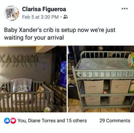 Skärmdump av Clarisa Figueroas Facebook-inlägg. | Försedd