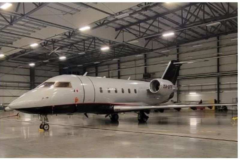 La aeronave que aterrizó en el Aeropuerto Internacional Gary / Chicago que los fiscales federales han intentado incautar en relación con una investigación por drogas.