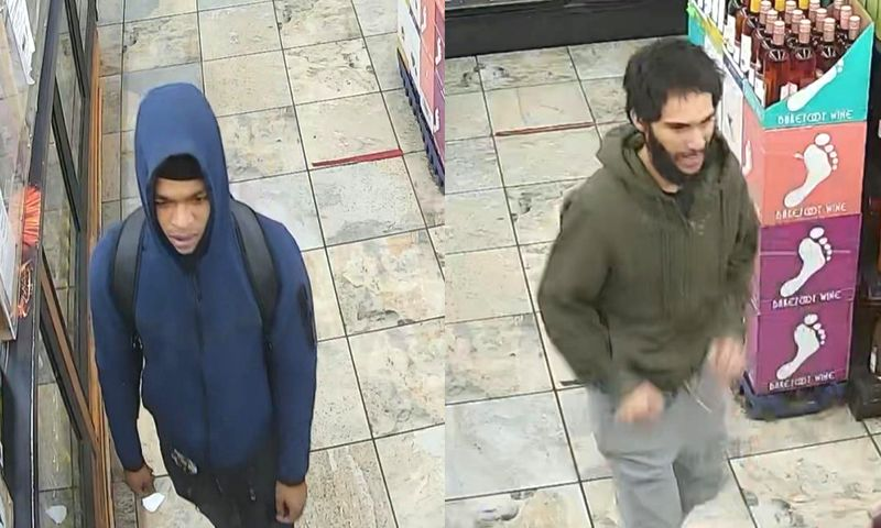 A polícia diz que esses dois homens são procurados em um tiroteio fatal em 8 de novembro de 2021, em uma loja de bebidas em Humboldt Park.