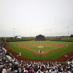 Et generelt billede af Field of Dreams under den første omgang mellem Chicago White Sox og New York Yankees den 12. august 2021 i Dyersville, Iowa.