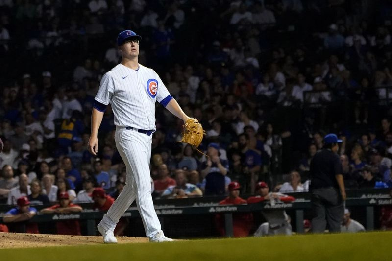 Lanțul titular al Cubs Alec Mills părăsește jocul de miercuri în a șasea repriză.