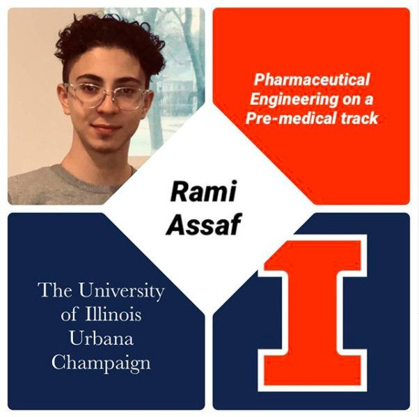 El estudiante de último año de Jones College Prep, Rami Assaf, de 18 años, aparece en una publicación en Instagram el viernes anunciando su decisión de asistir a la Universidad de Illinois en Urbana-Champaign en el otoño.