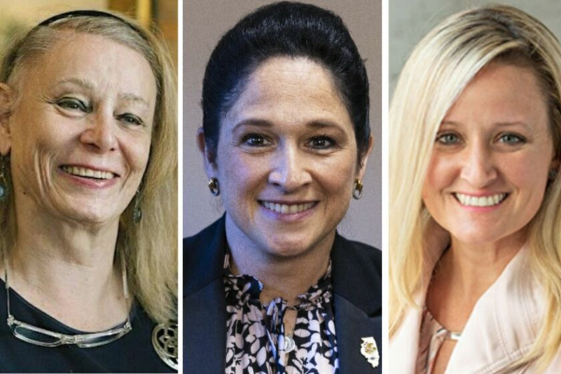   会計検査官候補 (左から右へ) 自由党のディアドラ・マクロスキー、民主党のスサナ・メンドーサ、共和党のシャノン・テレシ。