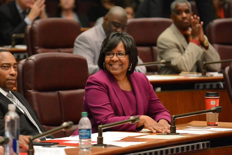 Ald. Michelle Harris under ett möte i Chicagos kommunfullmäktige 2016.
