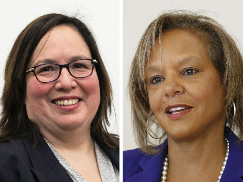 State Sen. Cristina Castro, vänster, förra året; USA:s representant Robin Kelly, till höger, 2016.