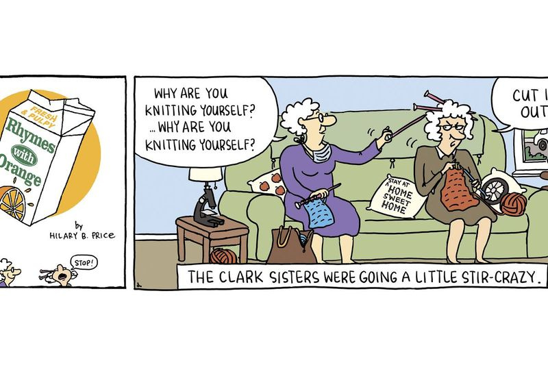 Dieses von King Features veröffentlichte Bild zeigt Artwork aus dem Comic Rhymes With Orange von Hilary B. Price. Mehr als 70 Comicstrips und Tafeln werden jeweils Symbole in den Kunstwerken enthalten, um Arbeiter an vorderster Front der Coronavirus-Pandemie zu ehren.