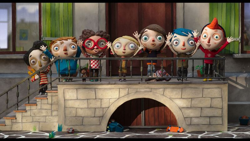 Ahmed (dari kiri), Georgie, Beatrice, Alice, Camille, Zucchini dan Simon ialah tujuh anak kecil yang menjadi kawan terbaik semasa tinggal di rumah angkat kumpulan dalam My Life As a Zucchini. | GKIDS