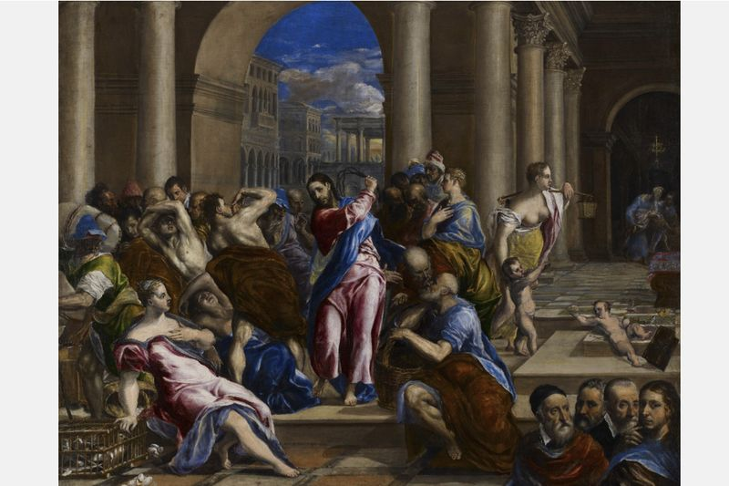 El Greco (Domenikos Theotokopoulos). Le Christ chassant les changeurs du temple, vers 1570. Le Minneapolis Institute of Art, le William Hood Dunwoody Fund.