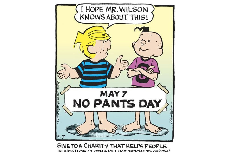 Esta imagen publicada por Kings Features muestra un fotograma de la tira cómica Dennis The Menace que promociona el Día Sin Pantalones.