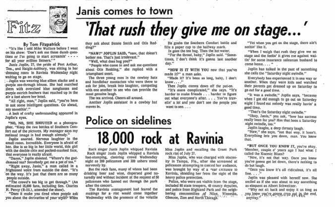 Le 6 août 1970 du Sun-Times, rend compte de l