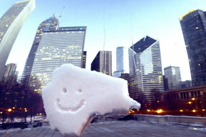  Chicago så sit første spor af sne i sæsonen fredag.