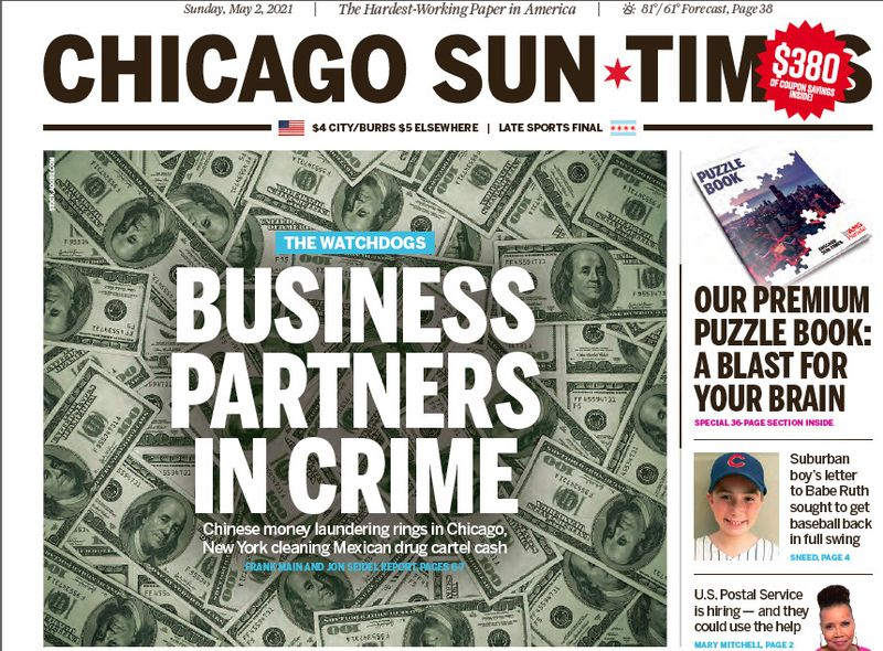Cliquez ici pour lire le rapport du Sun-Times du 2 mai sur les réseaux de blanchiment d