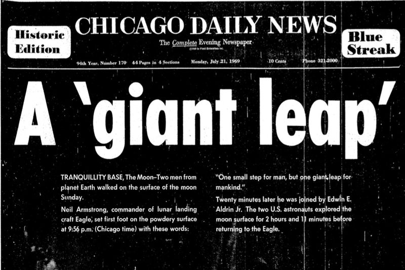 A capa do Chicago Daily News em 21 de julho de 1969.