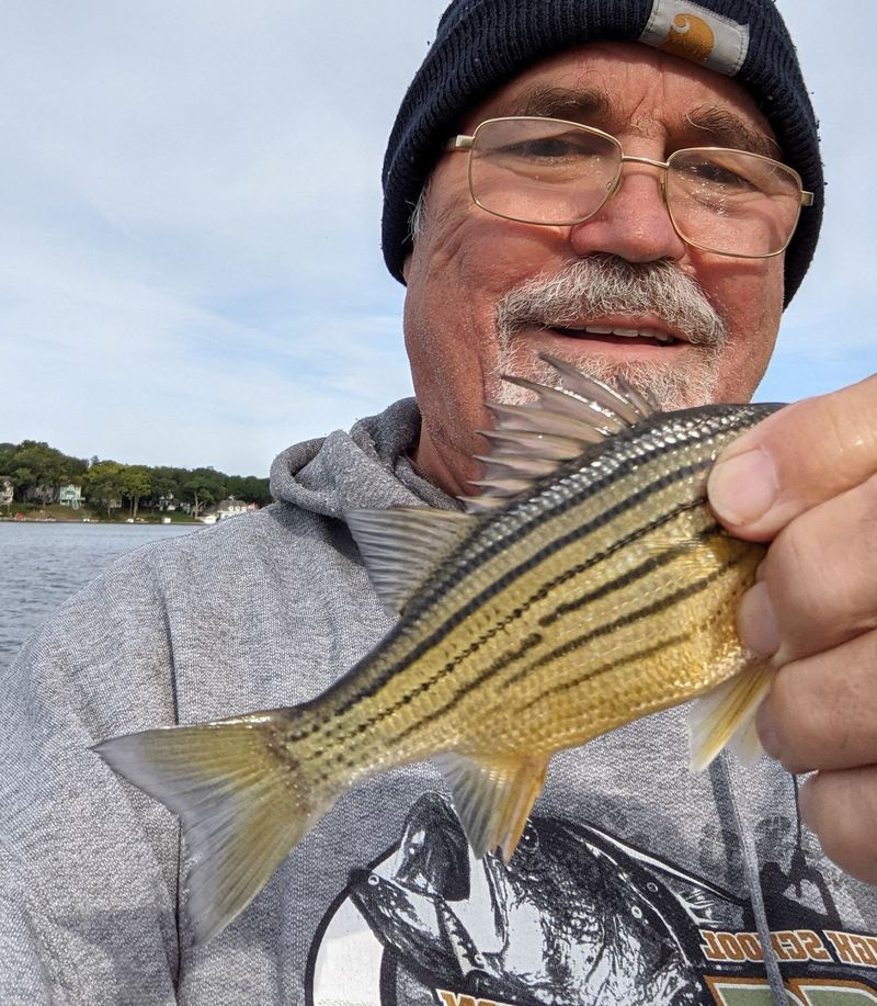 Selfie Dale Bowmanist ühega paljudest kollase bassiga, mis püüti giid Phil Piscitelloga eelmisel nädalal Chain O’Lakesil. Krediit: Dale Bowman