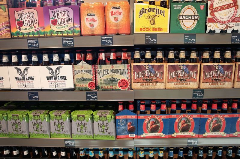 Øl til salg i en Aldi-købmand i Chicago i juni 2017.