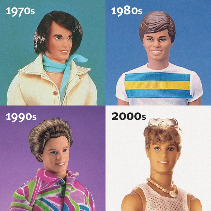 Esta imagen del folleto proporcionada por Mattel muestra a Ken a lo largo de los años.