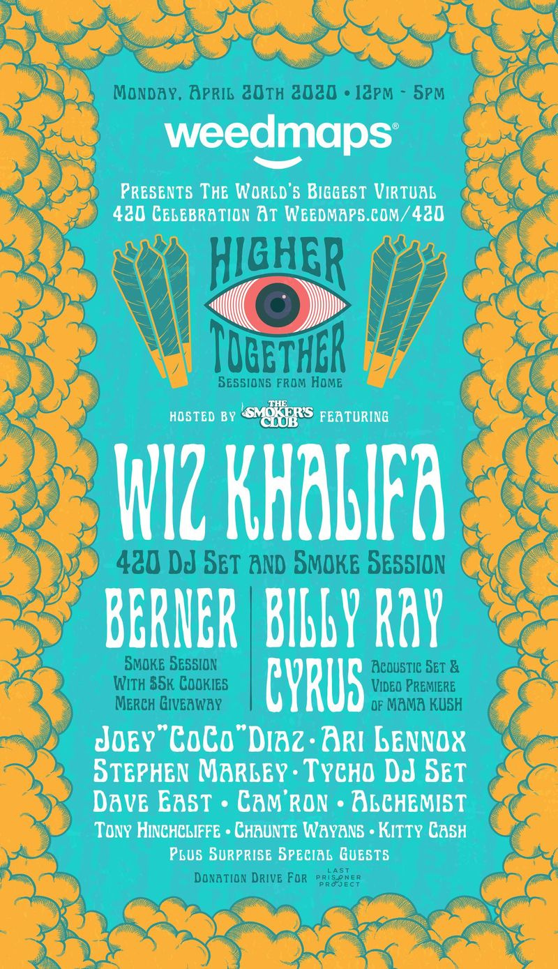 Weedmaps vytvořili Higher Together: Sessions from Home, kde významní hudebníci, DJs, komici a další influenceři předvádějí exkluzivní sety ze svých domovů a debutují s novým obsahem prostřednictvím živého přenosu. | Weedmaps