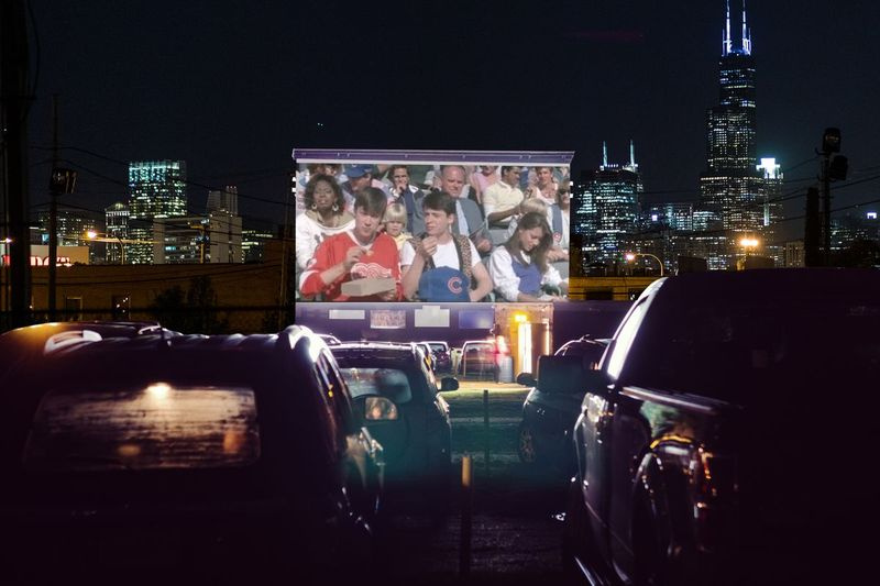Et konceptuelt billede leveret af teateroperatører illustrerede, hvordan Ferris Buellers fridag ville se ud på skærmen ved The Drive-In på Lincoln Yards.