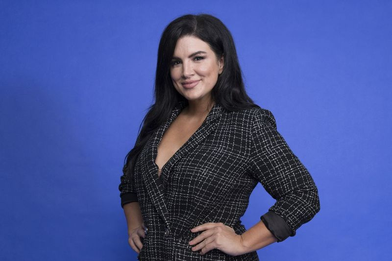 Gina Carano participa do evento de lançamento Disney + promovendo The Mandalorian no London West Hollywood Hotel em 2019.