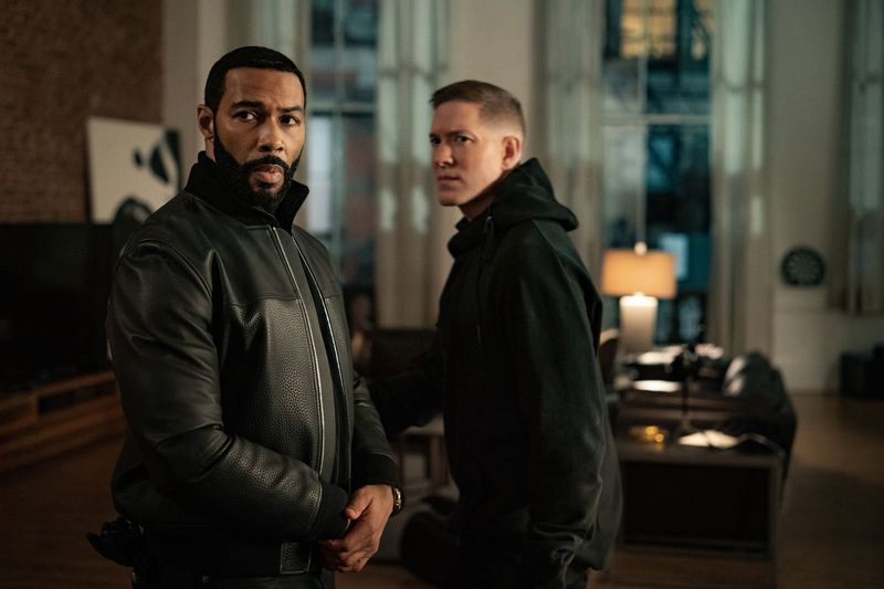 Omari Hardwick dans le rôle de James Ghost St. Patrick et Joseph Sikora dans celui de Tommy Egan dans Power.