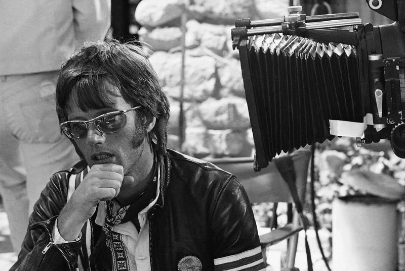 Aktor Peter Fonda jest sfotografowany w Los Angeles podczas wywiadu w 1969 roku dla filmu Easy Rider.