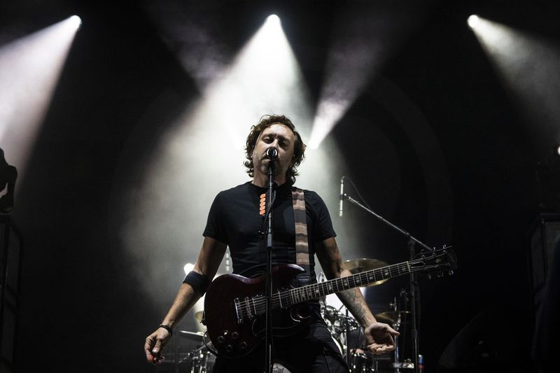 Tim McIlrath fra Rise Against optræder på dag 3 af Riot Fest.