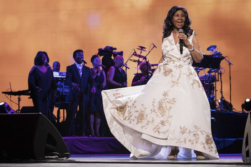 Aretha Franklin treedt op tijdens het Tribeca Film Festival 2017 in New York. | Charles Sykes/AP