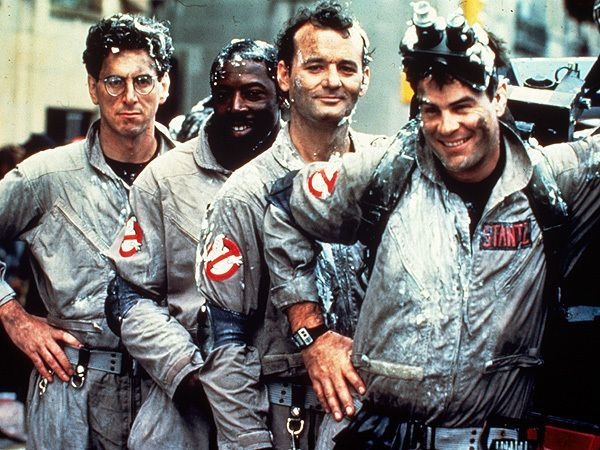 Harold Ramis (till vänster) med Ernie Hudson, Bill Murray och Dan Aykroyd i Ghostbusters. | Columbia bilder