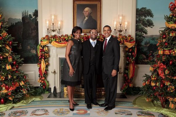 Warren Ballentine com o presidente e a primeira-dama | (wolbbaltimore)