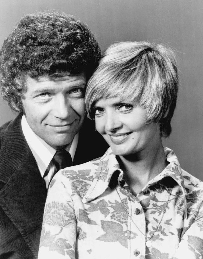Robert Reed och Florence Henderson spelar Mike och Carol Brady, föräldrar till Paramount Televisions The Brady Bunch i sin femte säsong på ABC Television Network fredag ​​kväll. | Sun-Times Print Collection