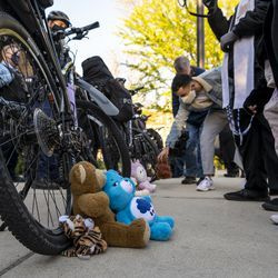 2021 m. balandžio 30 d., penktadienį, prie Čikagos policijos pareigūnų dviračių padangų palikti gyvūnų iškamšos, kurios naudojamos kaip skydas, neleidžiantis aktyvistams priartėti prie Čikagos policijos mokymo akademijos.