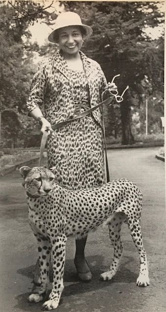 Auf einem der Fotos, die beim Verkauf von Claude Barnett und Etta Moten Barnett verfügbar sind, der von der Estate Sale Goddess abgewickelt wird, geht Etta Moten Barnett einen Geparden namens Dikkhill spazieren, nachdem sie den Nationalpalast in Äthiopien verlassen hat, während sie zu Gast bei Haile Selassie ist.
